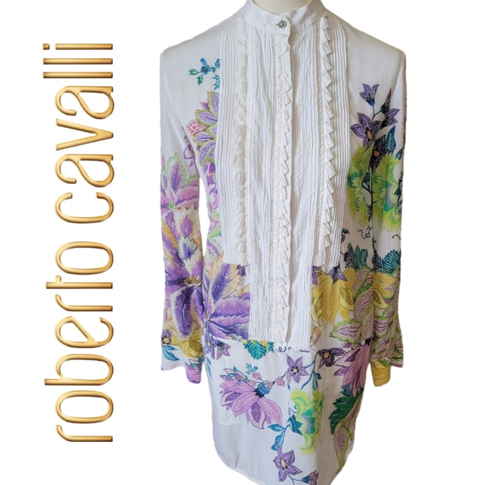 ROBERTO CAVALLI | 2013 Silk and Lace Floral Tunic